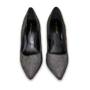 Call it Spring Black and silver glitter fabric pumps